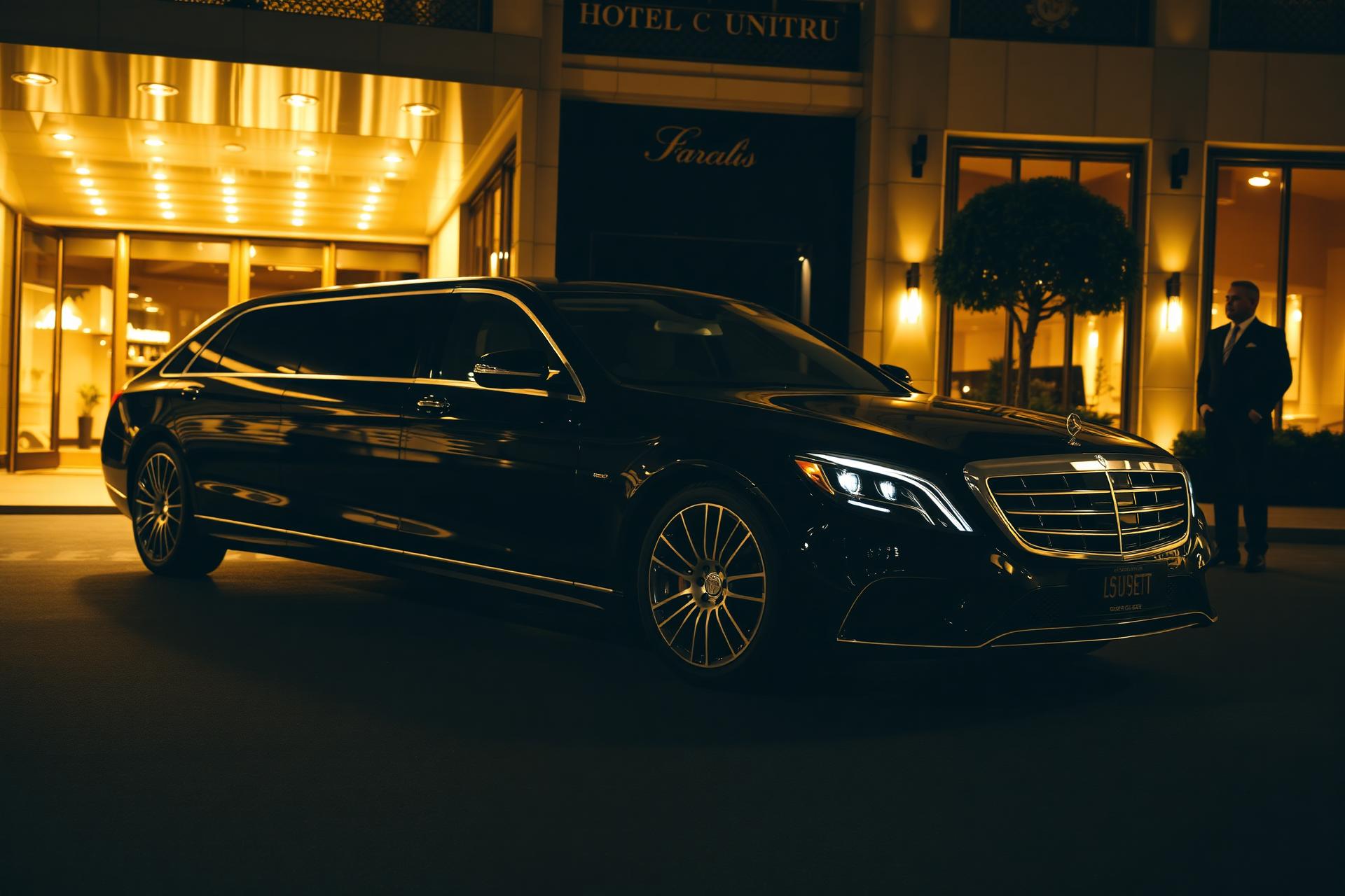Luxus-Limousine vor Hoteleingang
